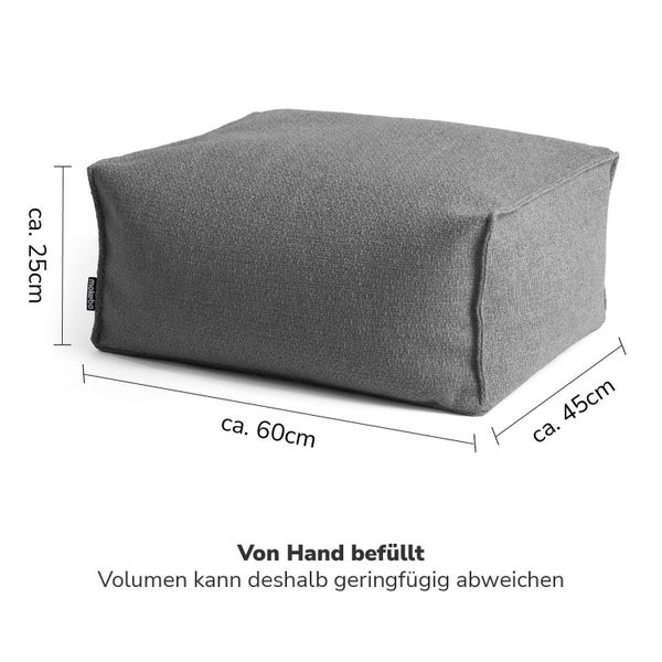 mokebo Pouf, Hocker o. Sitzhocker 'Der Ruhestifter' Bodenkissen eckig, Fußhocker und Sitzwürfel, nachhaltiger Sitzpouf in Anthrazit