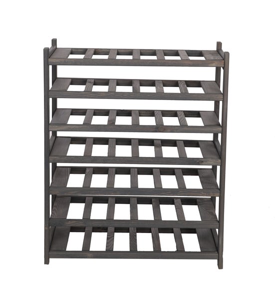 PROREGAL Weinregal SPREEWALD HxBxT 86x70x33cm 42 Flaschen auf 7 Ebenen Massives Kiefernholz Grau geölt