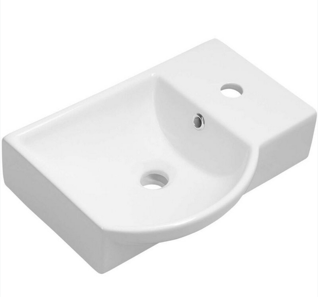 Gäste Beton Grau Optik WC Badmöbel Waschtisch Set 45cm für Kleine Bäder Litos Hahnloch Rechts