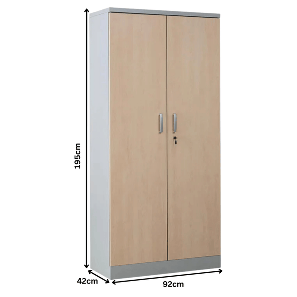 PROREGAL Aktenschrank Beetle 4 Fachböden HxBxT 195 x 92 x 42 cm Grau & Ahorn