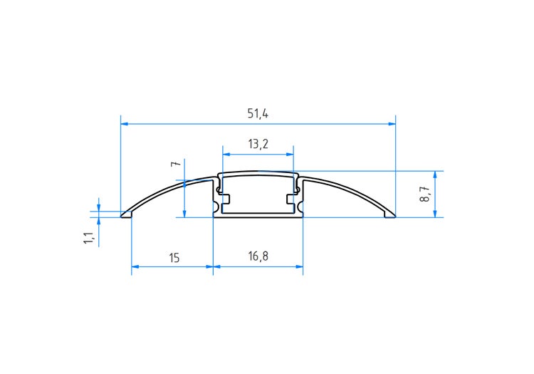 TIVENDIS Led Alu Profil 2 m KK mit Zubehör für Strip / Streifen bis 12 mm breit | Abdeckung satiniert milchig  |  Einabu Aufputz Sockelleiste Fußleiste Bodenleiste eloxiert