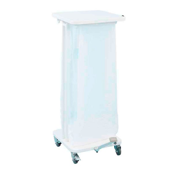 PROREGAL Abfallsackständer Mit Deckel und Fußpedal 60 Liter HxBxT 88 x 37 x 44 cm Weiß
