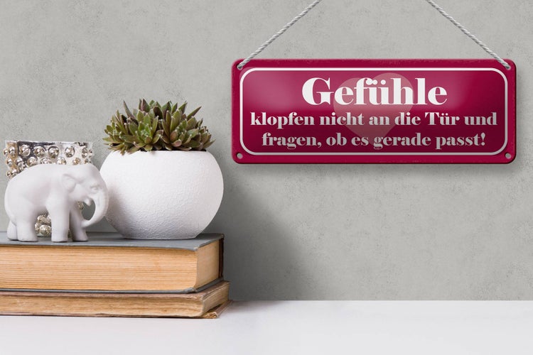 Blechschild Spruch 27x10cm Gefühle klopfen nicht an die Tür Dekoration