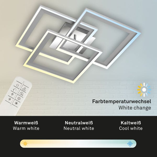 LED Deckenleuchte dimmbar Fernbedienung CCT Nachtlicht 45W alu chrom Briloner