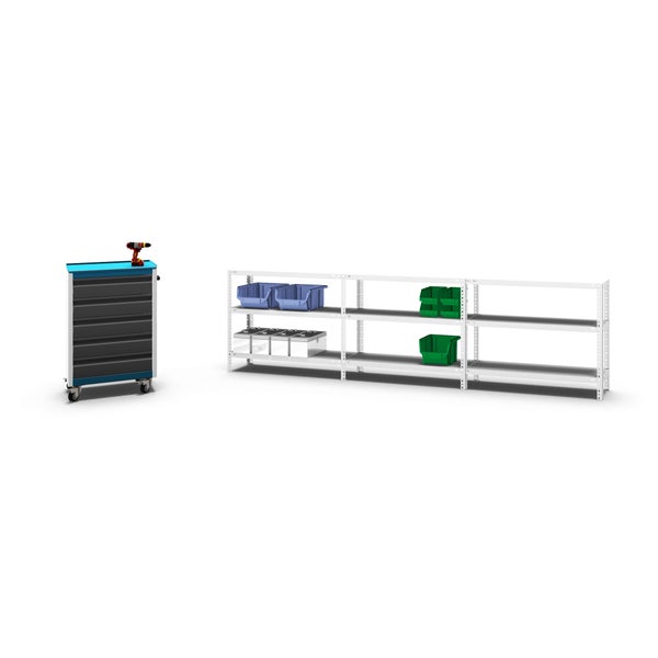 PROREGAL Fachbodenregal Schraubsystem Light-Duty Grundregal HxBxT 80 x 100 x 30 cm 3 Ebenen Fachlast 125 kg Beidseitig Nutzbar Lichtgrau