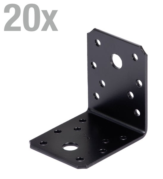Set aus 20 Lochplattenwinkeln aus Metall zur stabilen Holzverbindung