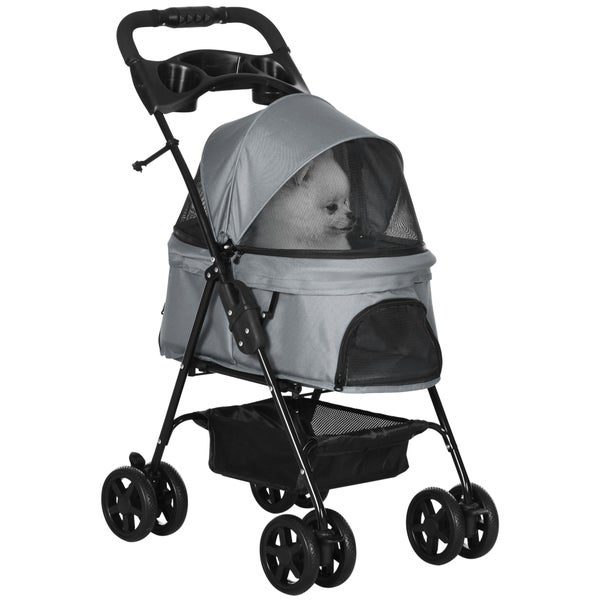 PawHut Hundewagen, 67L x 45B x 96H cm, Stahl, Oxford-Gewebe, Grau