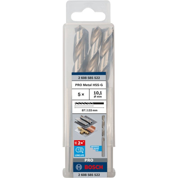 Bosch Metallbohrer Set, 5 Stück, Durchmesser 10,1 mm