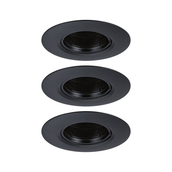Einbauleuchte 3er-Set starr rund 90mm GU10 max. 3x10W 230V dimmbar Schwarz
