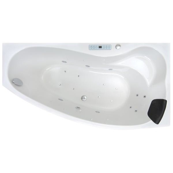 Weisse Whirlpoolbadewanne mit Bedienelementen und Düsen