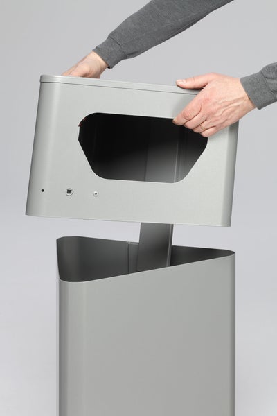 PROREGAL Robuster Abfallsammler Eckig Mit Inneneinsatz 32 Liter HxBxT 90 x 36,5 x 41 cm Verzinkter Stahl Silber