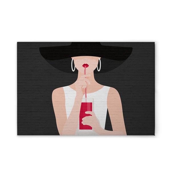 Wandbild mit einer Frau, die einen Drink genießt