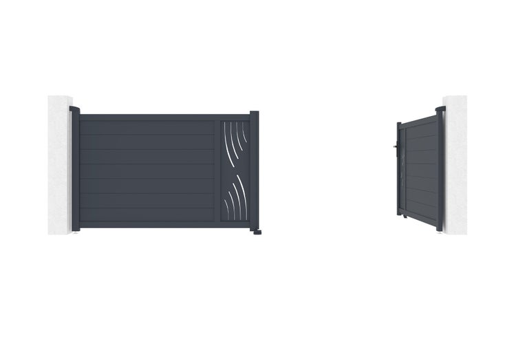 Flügeltor 4m VELETA H.120 graues Aluminium