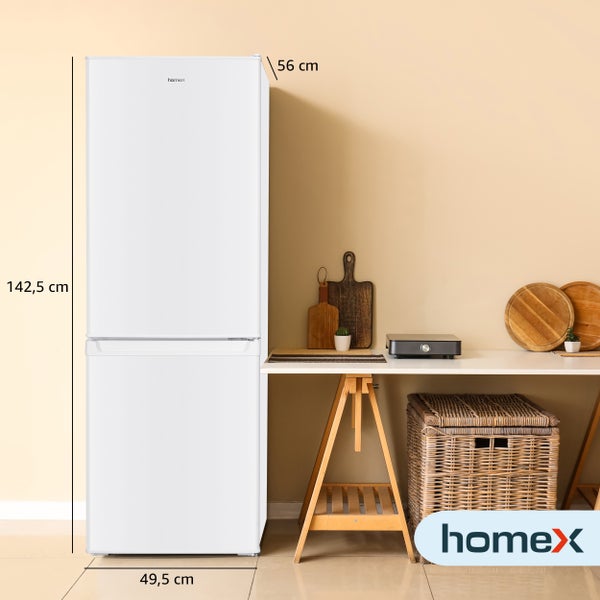 homeX Kühlschrank mit Gefrierfach Kühl-Gefrierkombination freistehend 173 Liter Nutzinhalt 40 dB CFS1110-W weiß