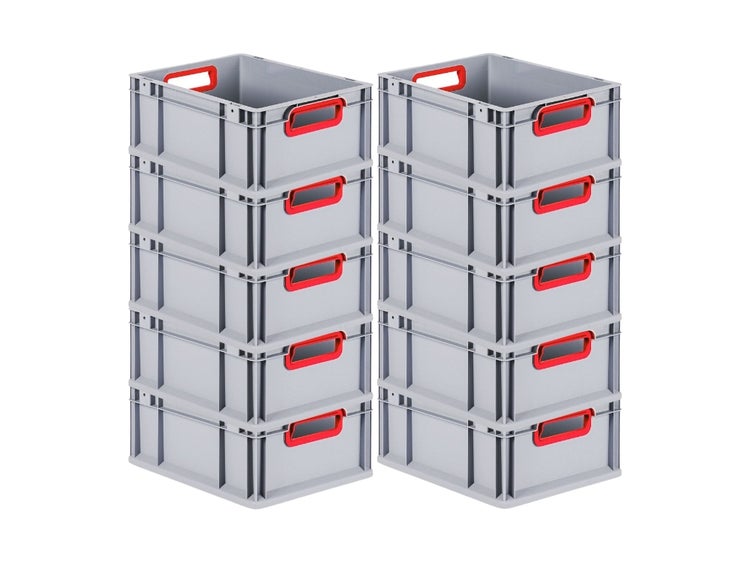 PROREGAL Eurobox Nextgen Color HxBxT 17 x 30 x 40 cm 16 Liter Griffe Rot Offen Glatter Boden Eurobehälter Transportbox