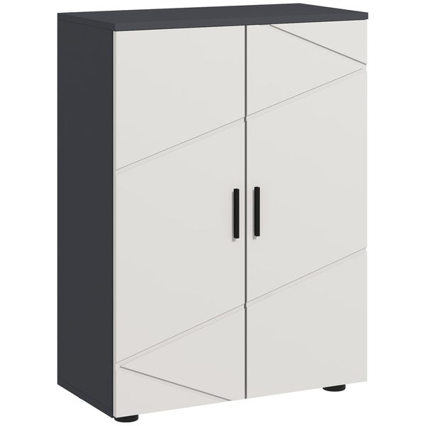 kleankin Badezimmerschrank Beistellschrank mit Doppeltür Badschrank mit Verstellbar Ablagen, Aufbewahrungsschrank für Wohnzimmer 60 x 30 x 82 cm Grau