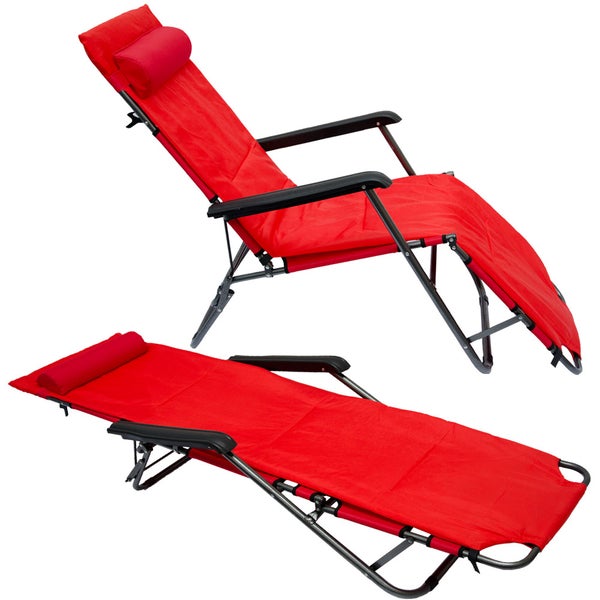 Campingstuhl Liegestuhl Freizeitliege Sonnenliege Strandliege Campingliege Klappliege Liege incl. Auflage 178cm Rot