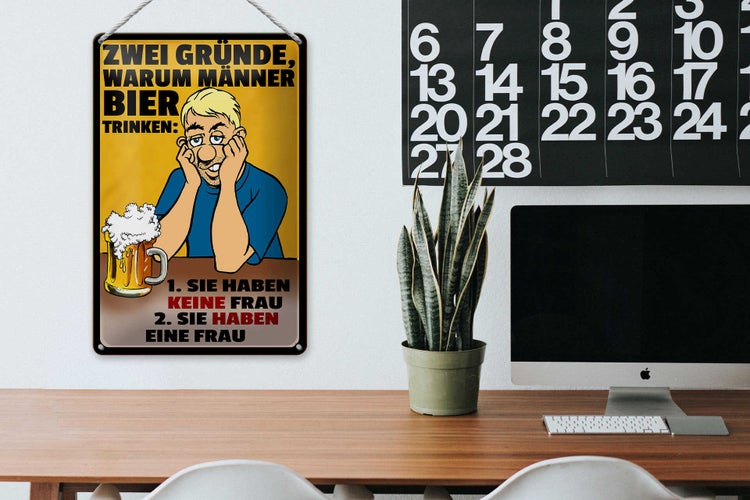 Blechschild Spruch 20x30cm Gründe warum Männer Bier trinken
