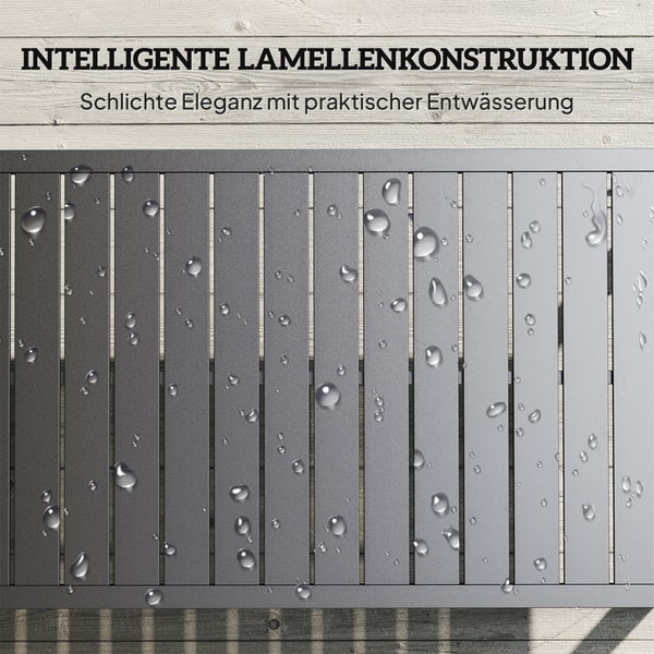 Outsunny Beistelltisch mit Lamellendesign Balkontisch aus Aluminium Kaffeetisch wetterfest Gartentisch pflegeleicht Sofatisch Outdoor Tisch für Balkon Garten Terrasse 90 x 50 x 42 cm Schwarz