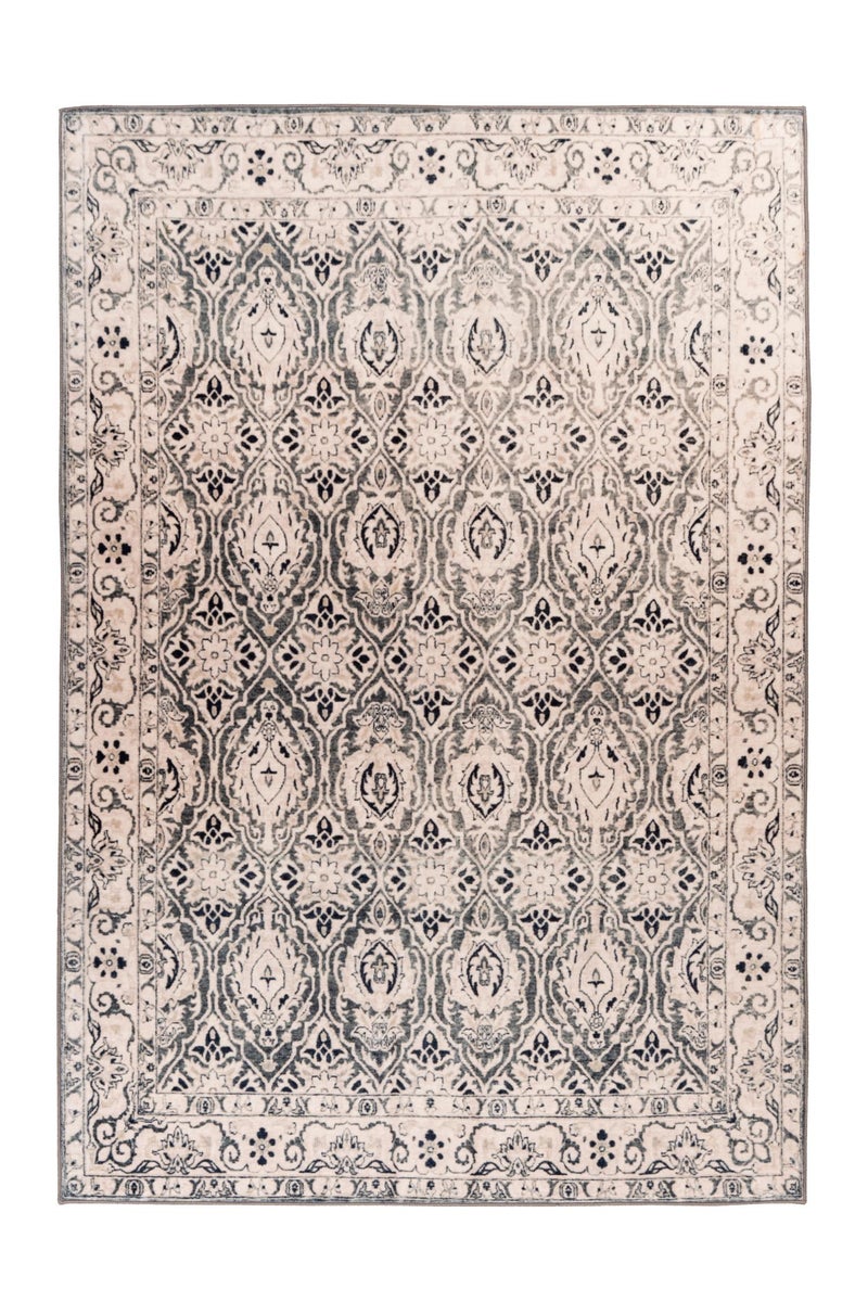 Kurzflor Teppich Rhombique Beige Vintage-Design, Used-Look, Orientalisch 80 x 150 cm