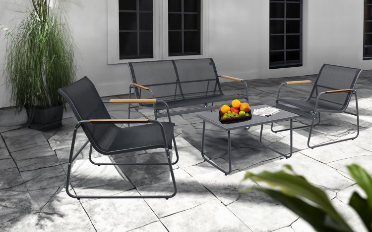 4 tlg. Set Lounge Balkon Gartenmöbel Lexila