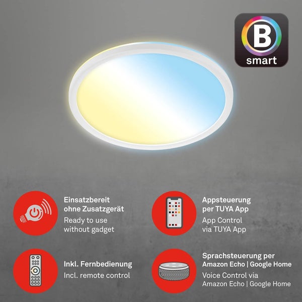 LED Panel dimmbar Smart WiFi Bluetooth CCT 18W weiß Kunststoff Ø29,3cm Briloner