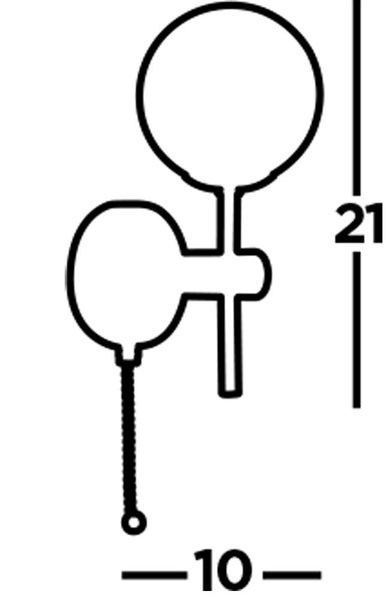 Technische Zeichnung eines Badlüfters mit den Maßen 10 mal 21 Zentimeter.
