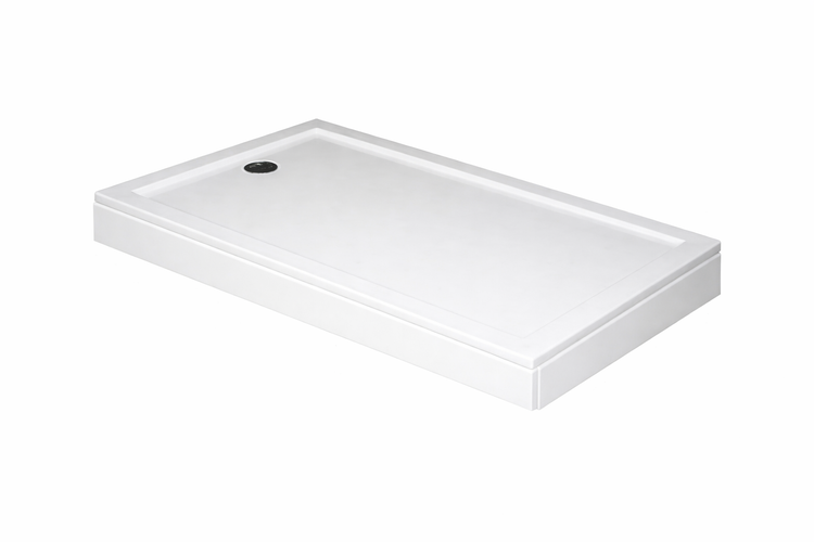Rechteckige Duschwanne aus Sanitäracryl mit Ablaufgarnitur