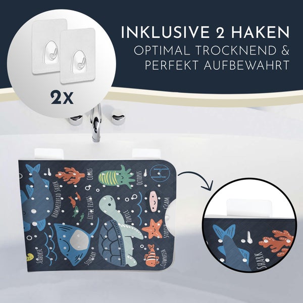 Wäschesammler mit maritimem Muster inklusive zwei Haken