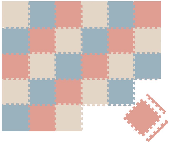 Spielteppich aus ineinandergreifenden Schaumstoffmatten als Puzzlematte für Kinderzimmer und Spielbereiche.