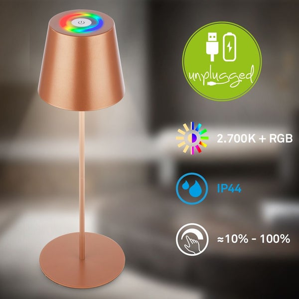 LED Tischlampe Akku LED Tischleuchte Dimmbar Kabellos Terrasse RGB Touch