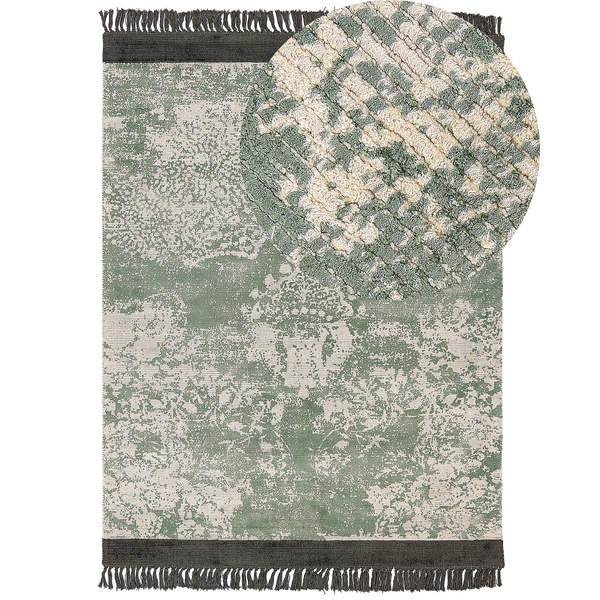 Teppich Viskose grün / beige 160 x 230 cm cm orientalisches Muster Kurzflor AKARSU