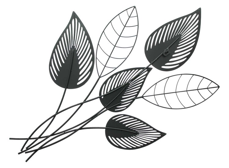 FRANK FLECHTWAREN | Wanddeko Blätter, METALL, 55,5 x 1,5 x 84 cm