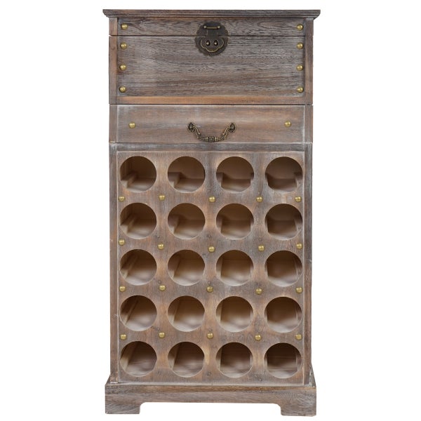 Weinregal aus Holz mit Schublade und Ablagefach