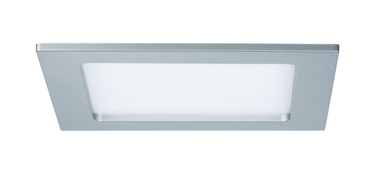 Quadratische LED Einbauleuchte für die Deckenmontage mit flachem Gehäuse und diffuser Lichtfläche