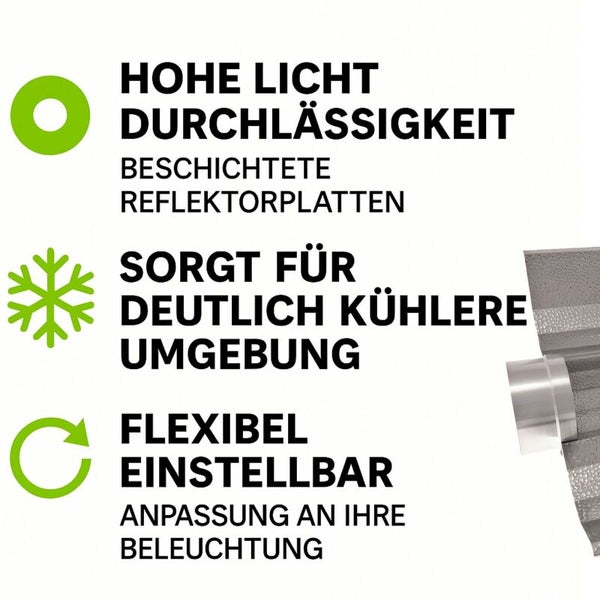 Prima Klima Cooltube Reflektor – 40 cm Länge, 125 mm Flansch – Für 250–600W NDL & MH – 95 % Lichtreflexion, effiziente Kühlung & einfache Integration ins Grow-Setup