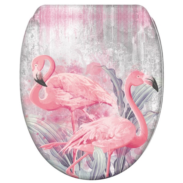 Toilettensitz mit Flamingo Motiv und Pflanzenmuster