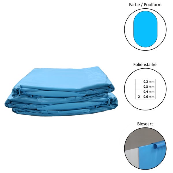 Schwimmbadfolie mit Informationen zu Poolform, Folienstärke und Bieseart