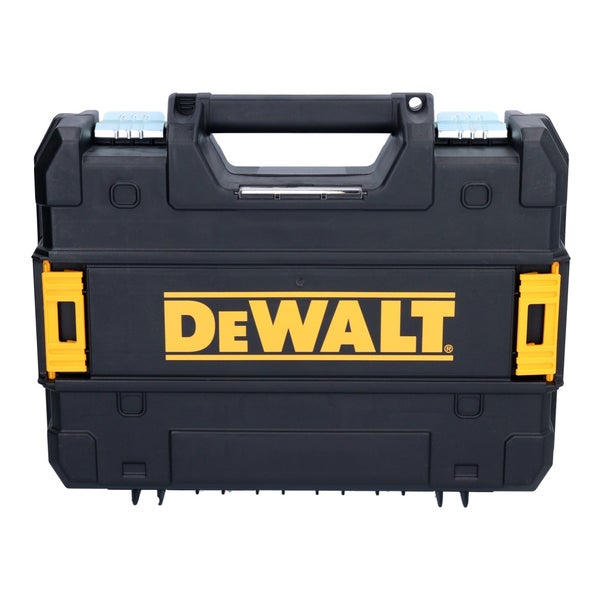 DeWALT Werkzeugkoffer aus robustem Kunststoff mit Tragegriff und DeWALT Logo.