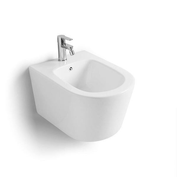 Wandbidet aus weißer Sanitärkeramik, abgerundete Form | Blues