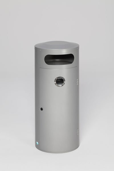 PROREGAL Kombiascher Mit Einflügeltür Ascher Innen 90 Liter HxBxT 124,5 x 42 x 42 cm Verzinkter Stahl Silber
