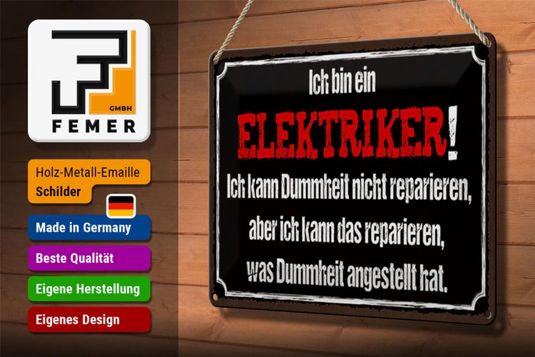 Blechschild Spruch 30x20cm bin Elektriker kann reparieren