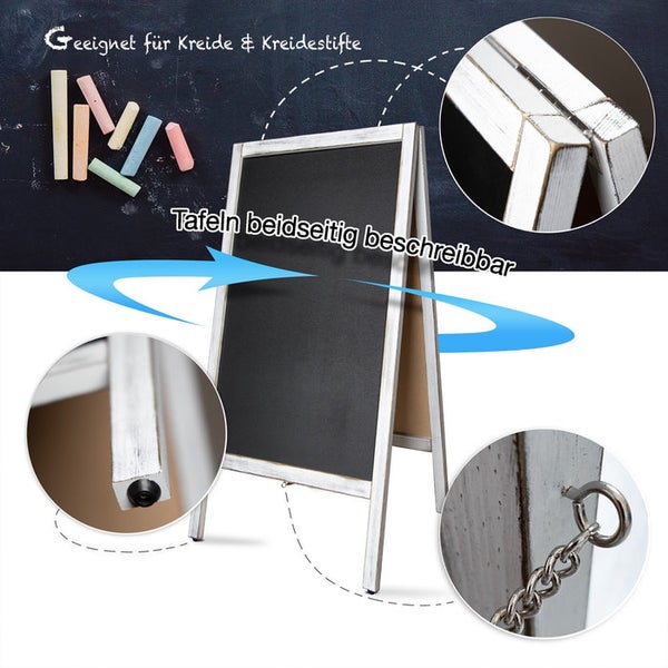 Doppelseitige Kreidetafel mit Kreide und Kreidestiften