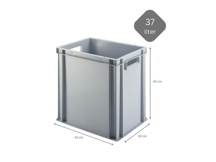 PROREGAL Eurobehälter mit Offenem Griff HxBxT 40 x 30 x 40 cm 37 Liter Grau Eurobox Transportbox