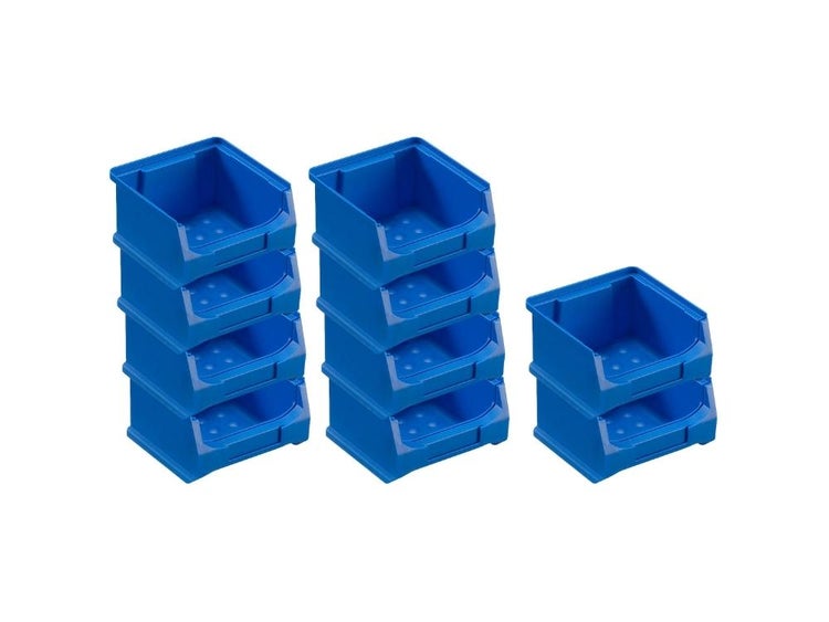 PROREGAL SparSet 10x Blaue Sichtlagerbox 1.0 HxBxT 6 x 10 x 10 cm 0,4 Liter Sichtlagerbehälter