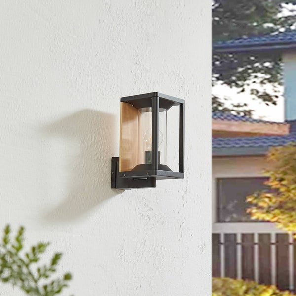 Lucande Wandleuchte außen Candina (Modern) in Schwarz aus Aluminium (1 flammig, E27) - Außenwandleuchten Wandlampe Led Außenlampe Outdoor für Außenwand/Hauswand Haus Terrasse & Balkon