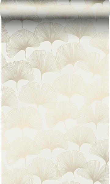 Origin Wallcoverings Tapete Ginkgoblätter Beige und Gold - 53 cm x 10.05 m - 347730