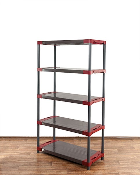 PROREGAL Kunststoffregal Big Grey Bear Tall HxBxT 180 x 120 x 46 cm Fachlast 160 kg Grau/Rot