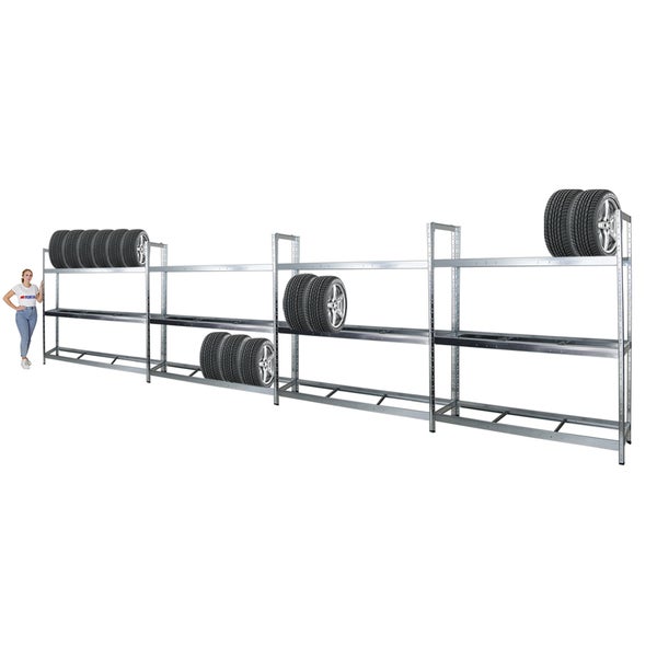 PROREGAL Mega Deal 4x Reifenregal Tiger XL HxBxT 200 x 180 x 45 cm Bis Zu 84 Reifen Verzinkt