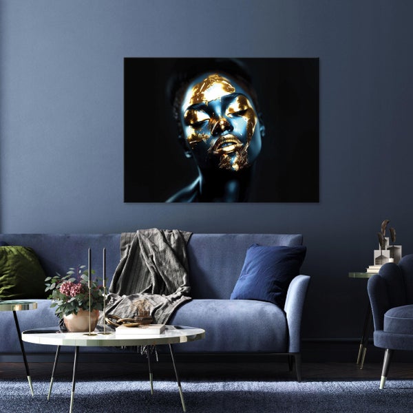 Leinwandbild Frau Abstrakt gold Bilder Modern Wohnzimmer 60X40 cm
